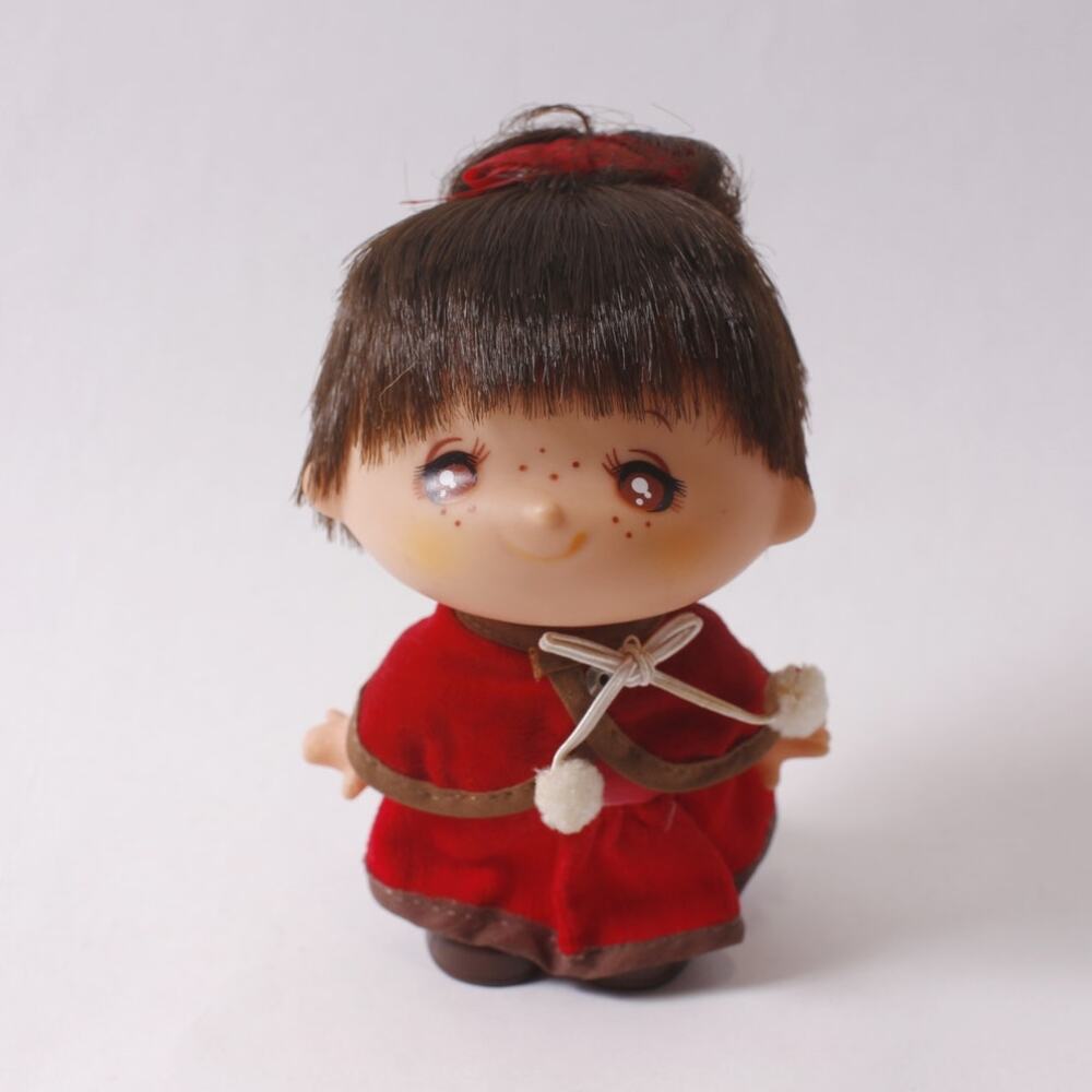 Sekiguchi Gege Mini Doll in Red Outfit Monchhichi Friend Japanese Vintage ~ 260